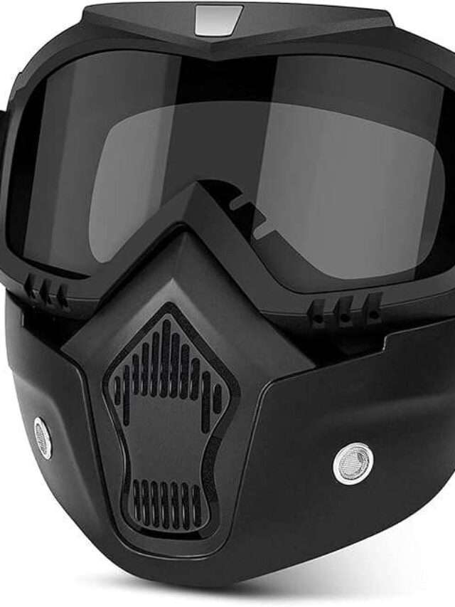 SARTE TPU Goggle Mask Anti Scratch UV Protective Open Face & Eyewear Windproof Dirt Shield Adjustable Strap Soft Foam Padded Detachable for Cycling Bike Off Road Racing Riding Unisex (Black)